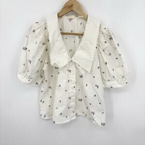 Levis Top Small Royce Cottage Floral Victorian Romantic Puff Sleeve Dainty Boho